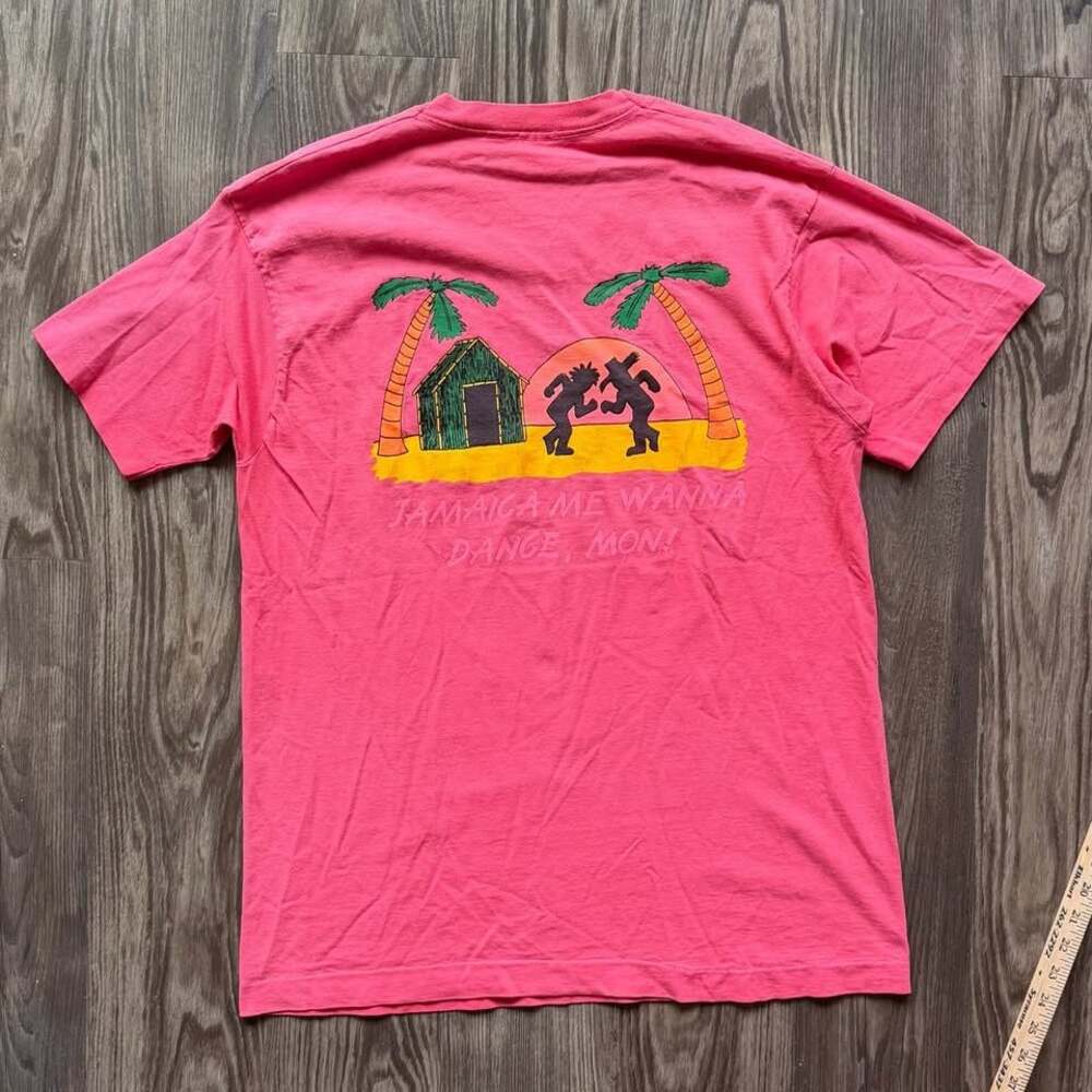Vintage 90s University of Oklahoma Jamaica Me Wanna Dance Fraternity Graphic T-S